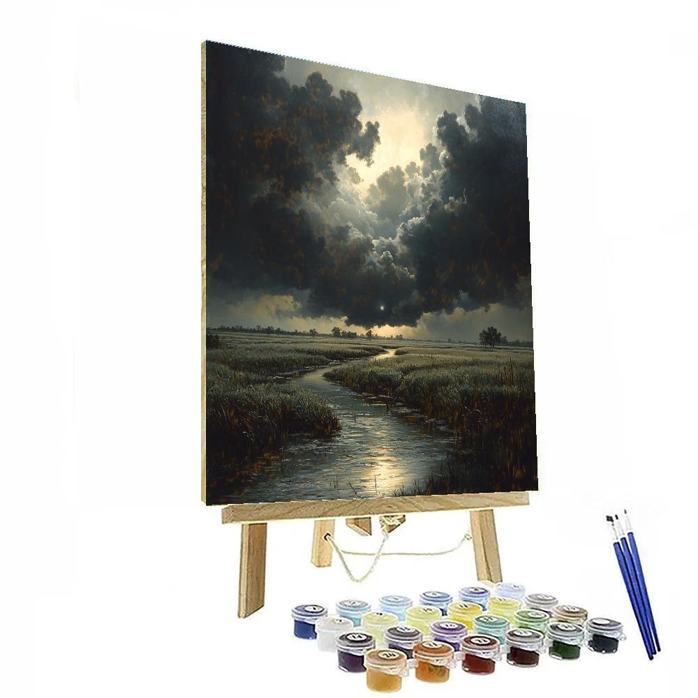 Rembrandt Inspired Moonlit Estuary Under Gathering Storm Numbered painting kits