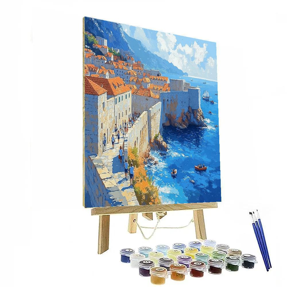 Old Town Walls And Adriatic Dubrovnik Croatia Number painting