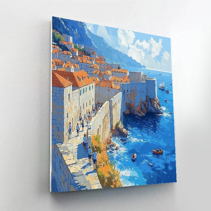 Old Town Walls And Adriatic Dubrovnik Croatia Number painting