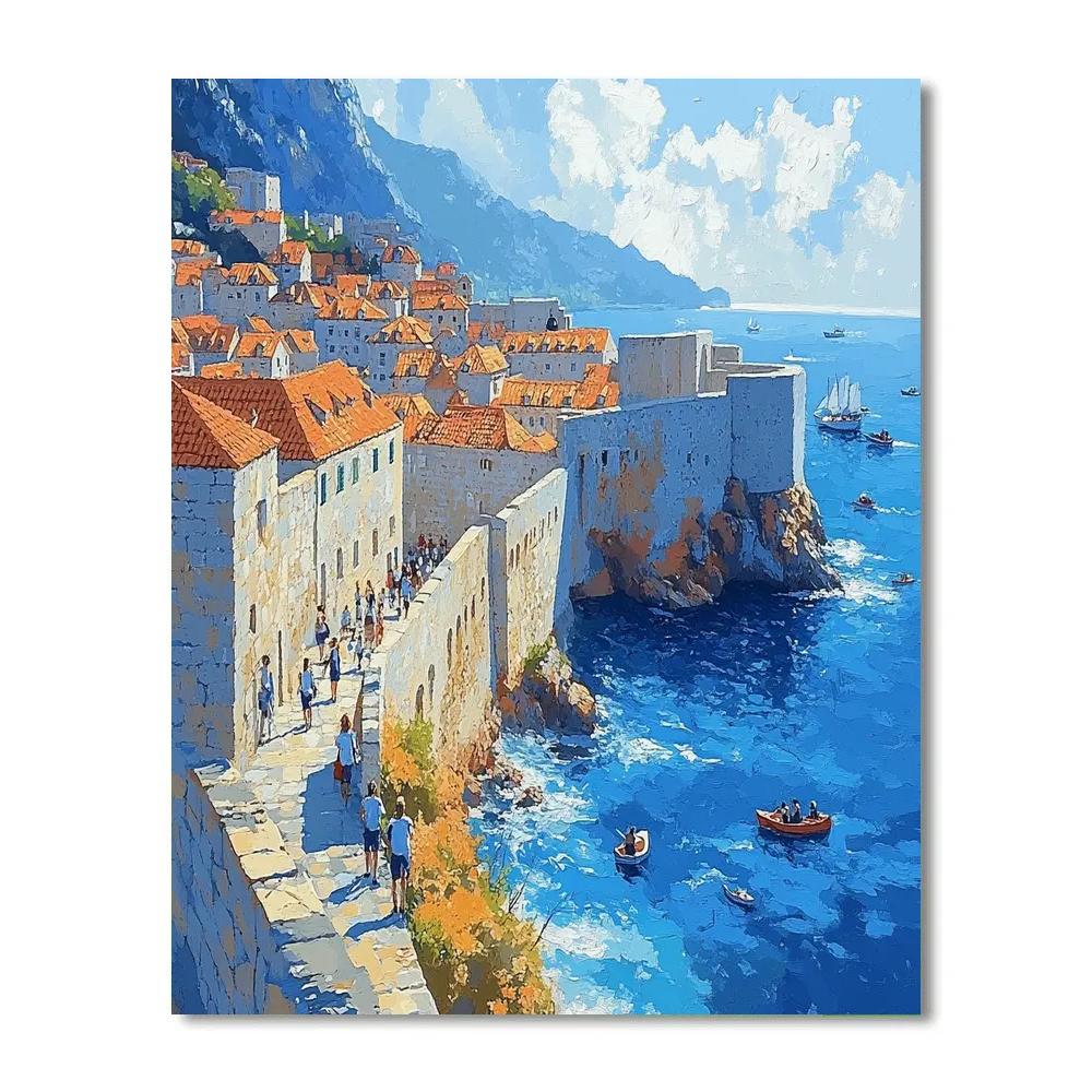 Old Town Walls And Adriatic Dubrovnik Croatia Number painting