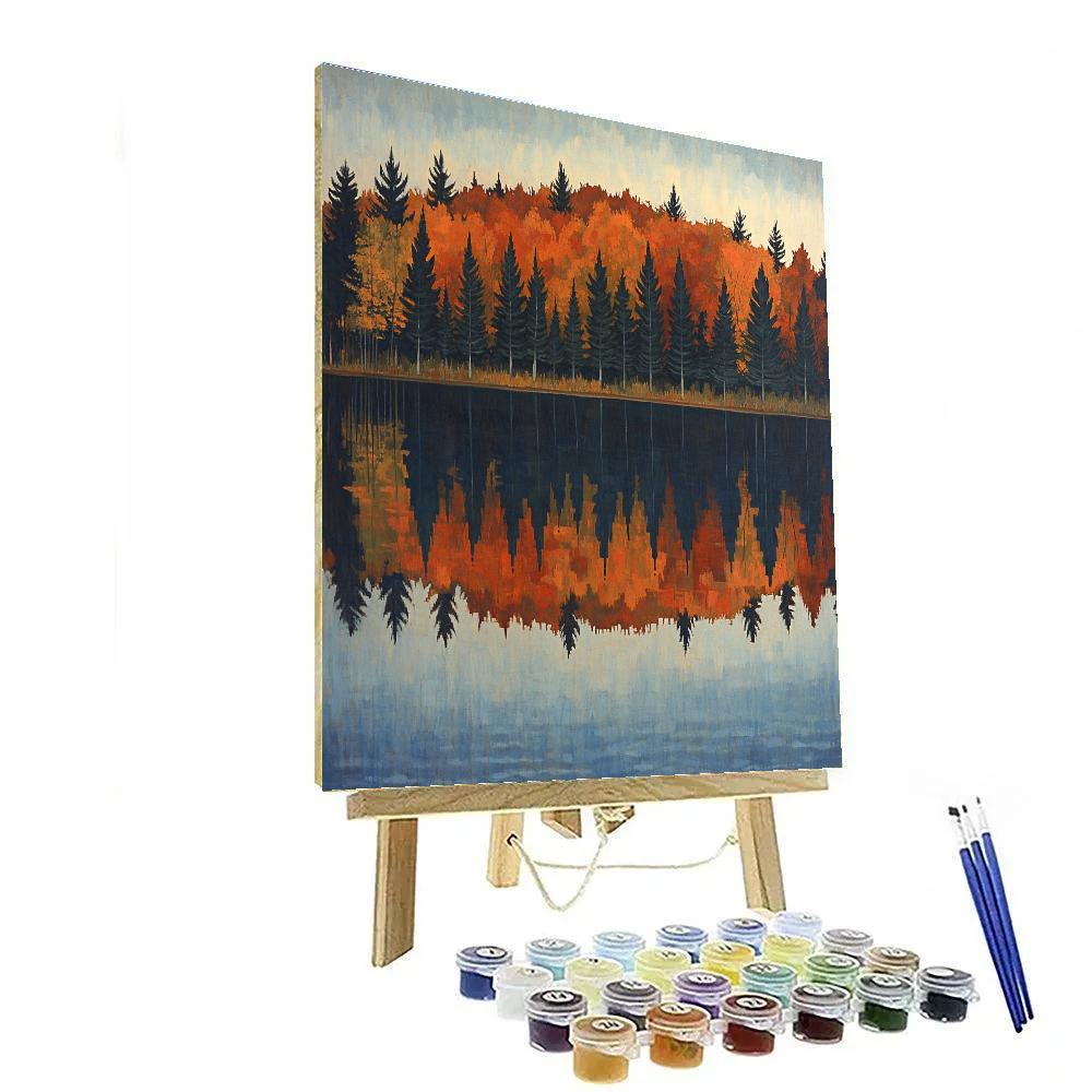 Claude Monet Inspired Autumn Reflections In Quiet Lake Numbered painting kits
