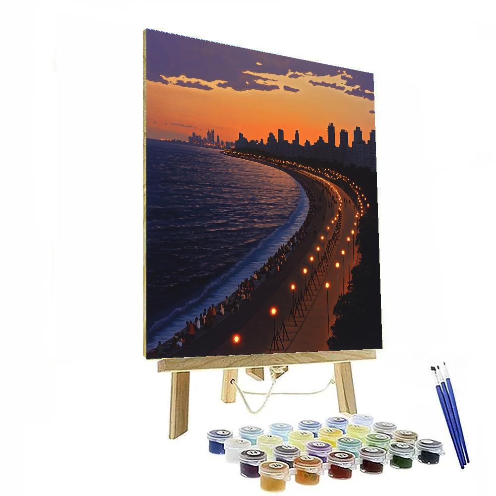 Marine Drive Queen Necklace Mumbai India Numbered painting kits