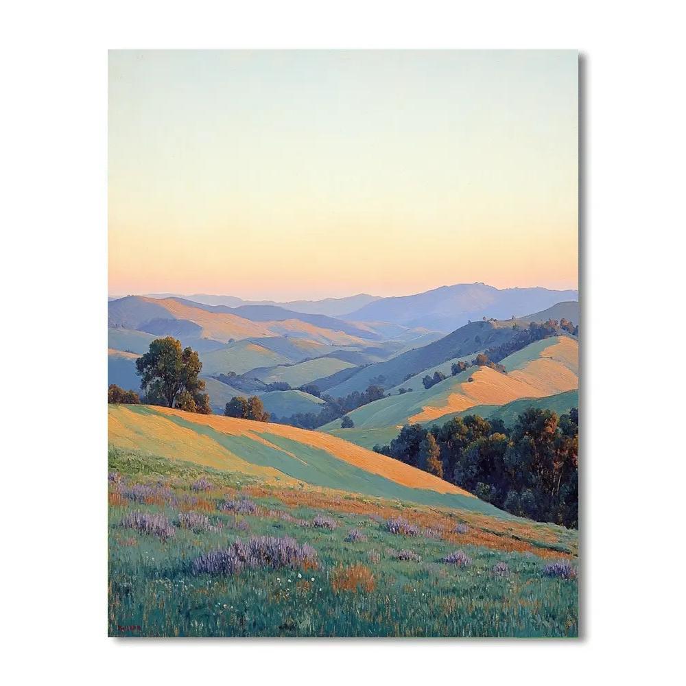 Claude Monet Inspired Soft Dawn Over Rolling Hills Painting by numbers kit