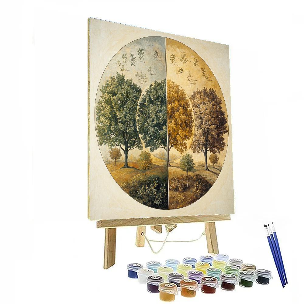 Leonardo Da Vinci Inspired Orchard Season Wheel paint by numbers