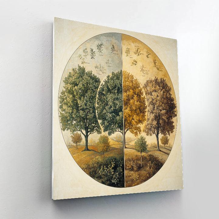 Leonardo Da Vinci Inspired Orchard Season Wheel paint by numbers