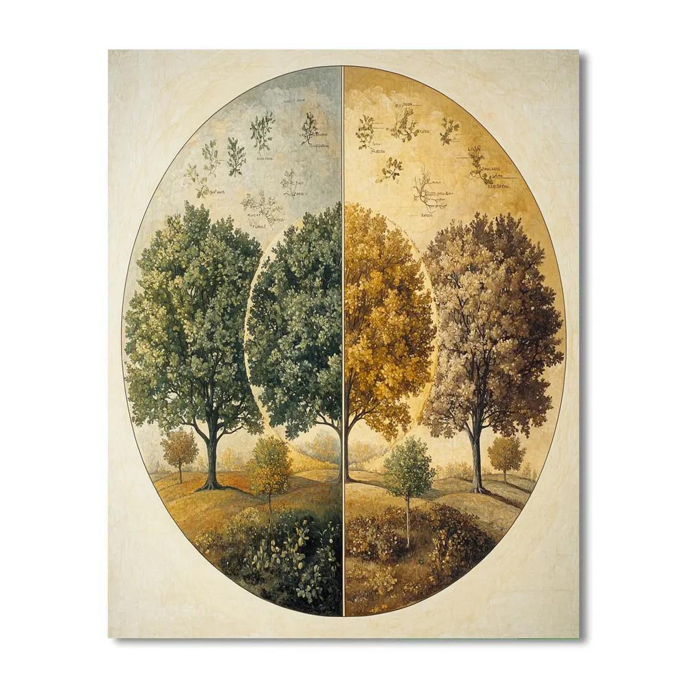 Leonardo Da Vinci Inspired Orchard Season Wheel paint by numbers