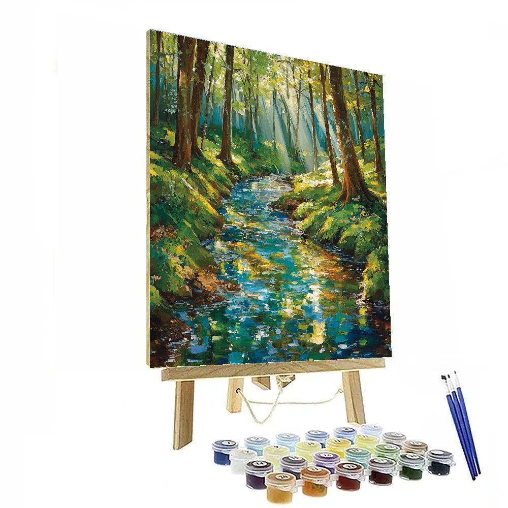 Claude Monet Inspired Jade Stream Through Forest Glade Paint by numbers art