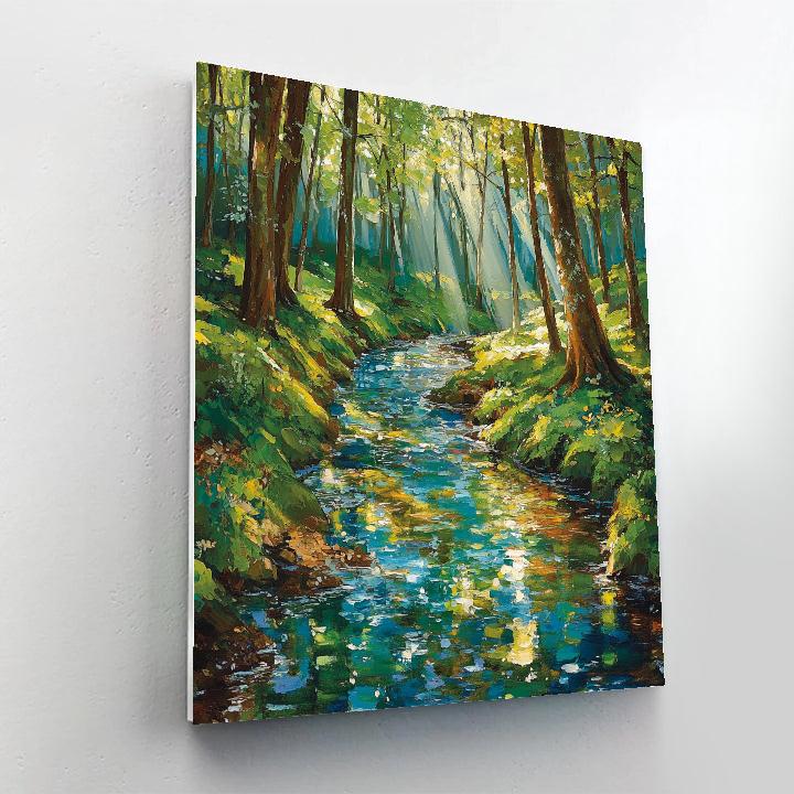 Claude Monet Inspired Jade Stream Through Forest Glade Paint by numbers art