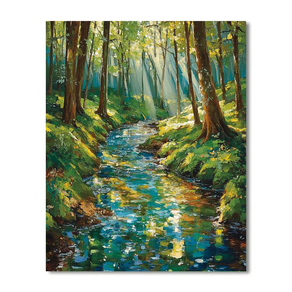Claude Monet Inspired Jade Stream Through Forest Glade Paint by numbers art