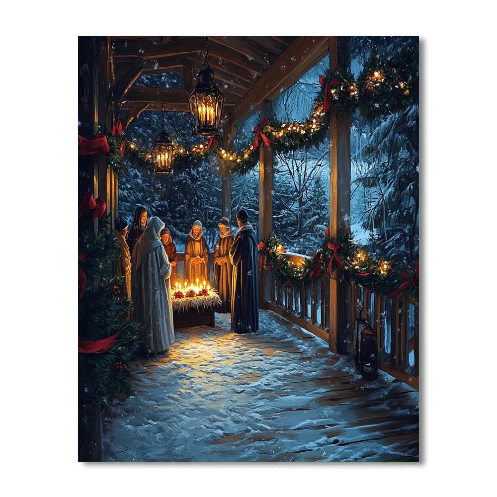 Midnight Nativity Porch paint by numbers