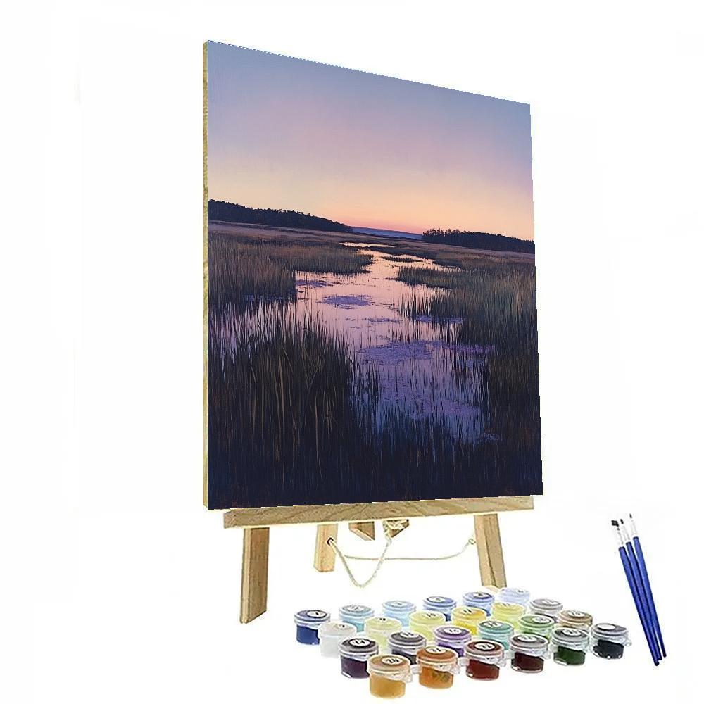 Claude Monet Inspired Violet Dusk Over Distant Marsh Numbered painting kits