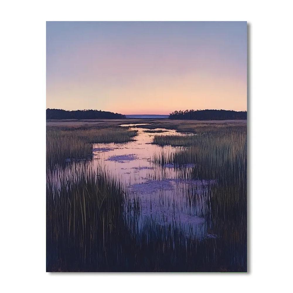 Claude Monet Inspired Violet Dusk Over Distant Marsh Numbered painting kits
