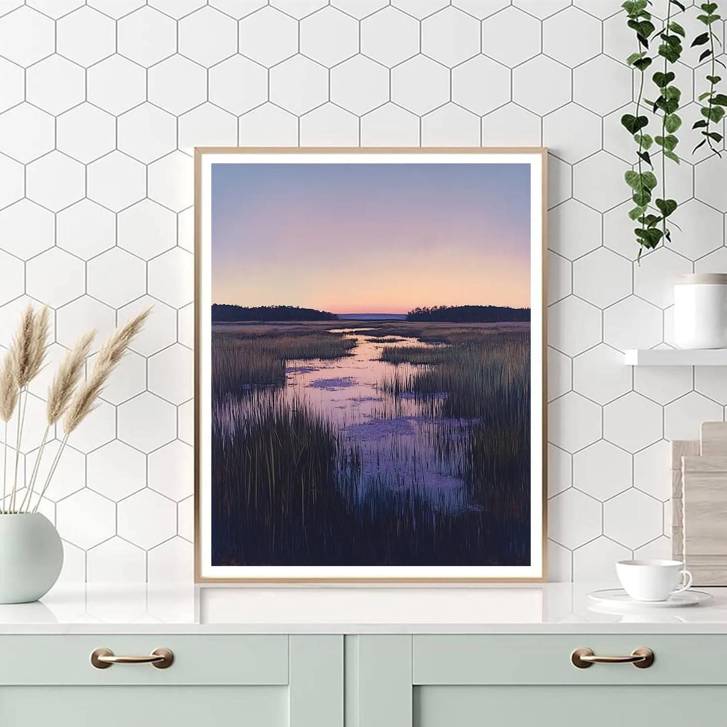 Claude Monet Inspired Violet Dusk Over Distant Marsh Numbered painting kits