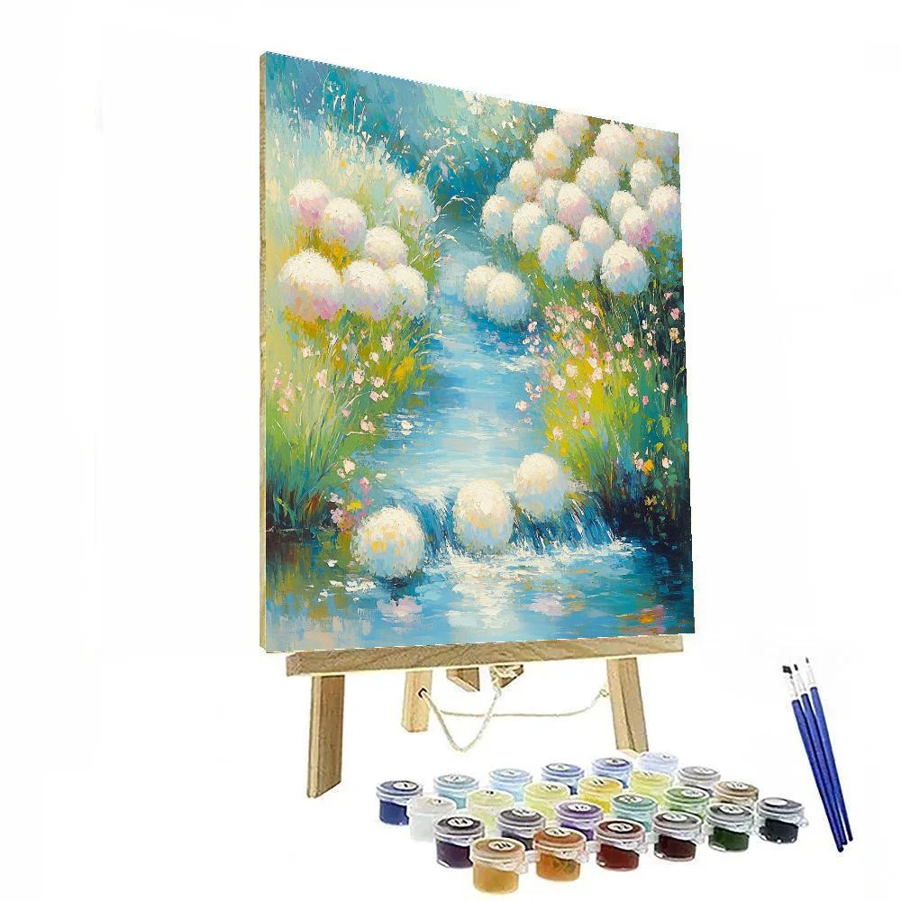 Claude Monet Inspired Blossom Laden Stream Bank painting number kit