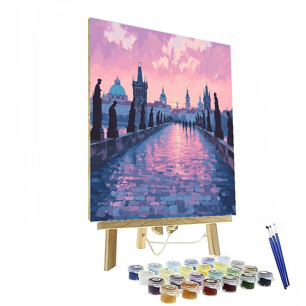 Prague Charles Bridge Dawn Mist Prague Czech Republic Paint by numbers kits