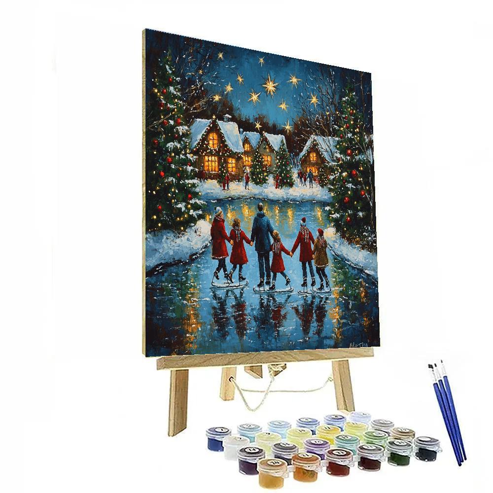 Starlit Village Skaters Painting by numbers kit