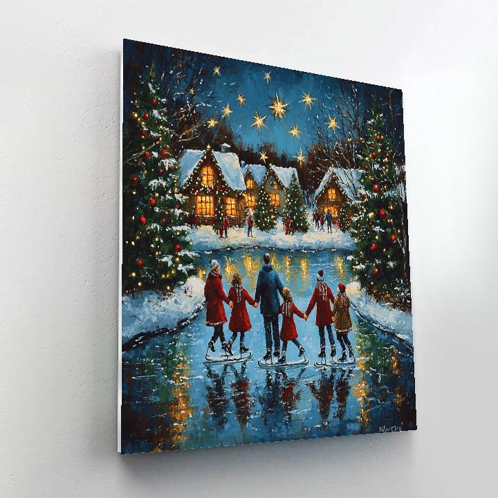 Starlit Village Skaters Painting by numbers kit