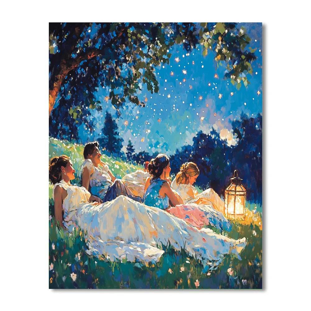Pierre Auguste Renoir Inspired Picnic Under Shooting Stars Numbered painting kits