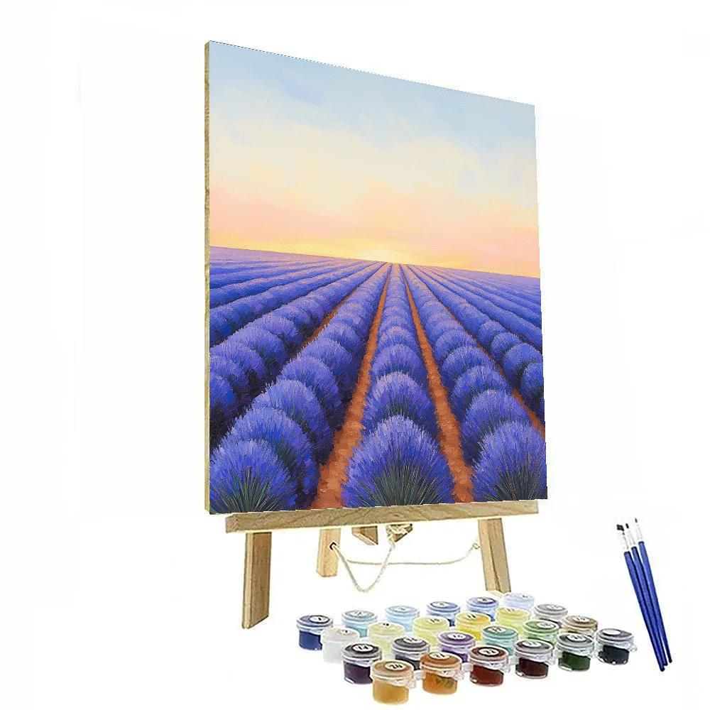 Claude Monet Inspired Soft Sunset Over Lavender Field Paint by numbers kits