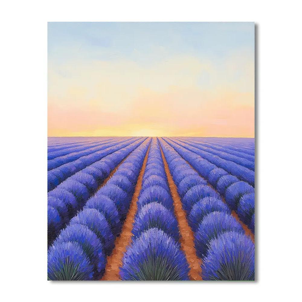Claude Monet Inspired Soft Sunset Over Lavender Field Paint by numbers kits