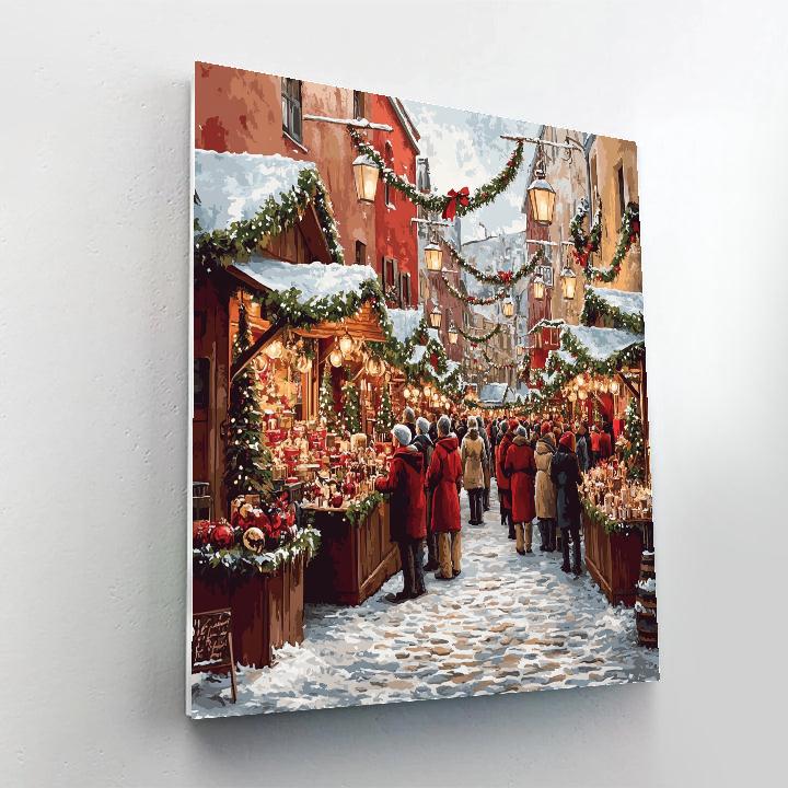 Christmas Market Lantern Lane Number painting