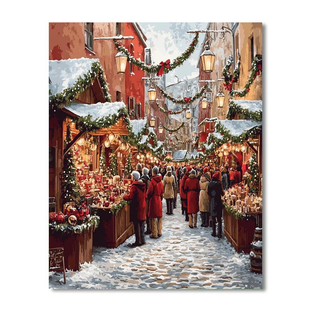 Christmas Market Lantern Lane Number painting