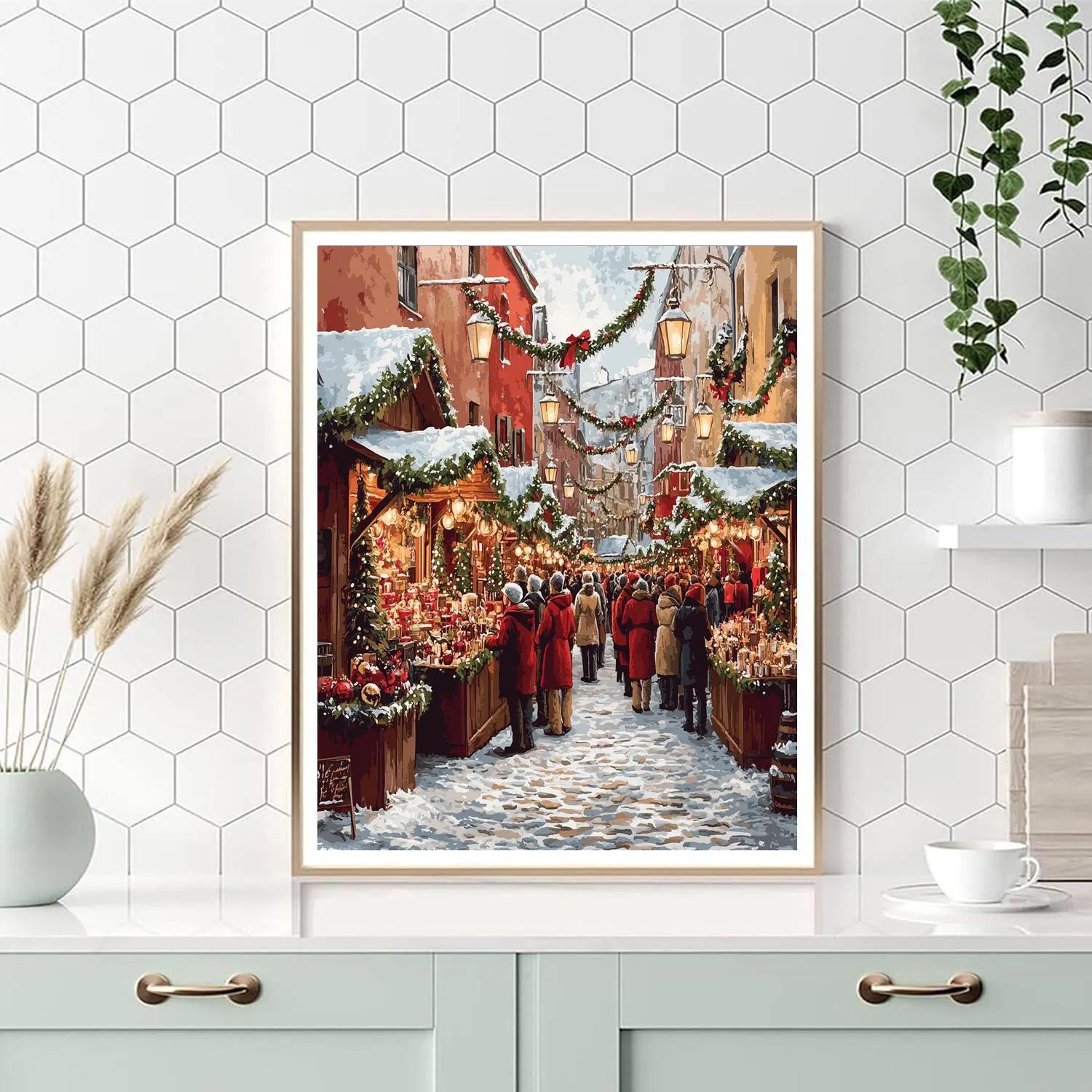 Christmas Market Lantern Lane Number painting