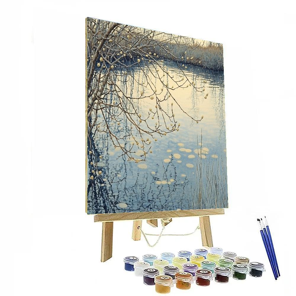 Claude Monet Inspired Early Spring Pond With Catkins Paint by numbers kits