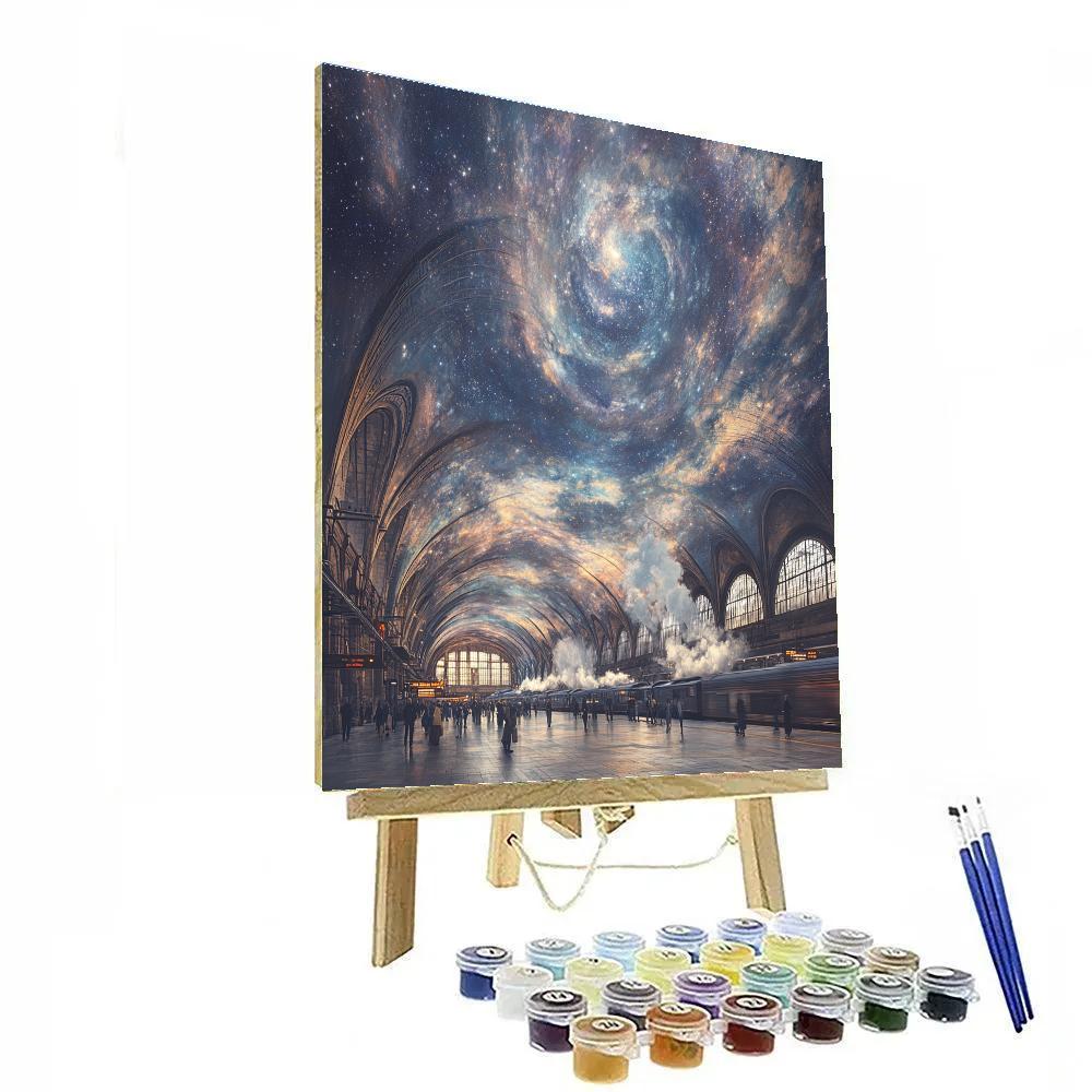 Edgar Degas Inspired Train Station Nebula Steam painting number kit