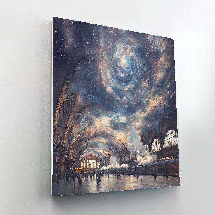 Edgar Degas Inspired Train Station Nebula Steam painting number kit