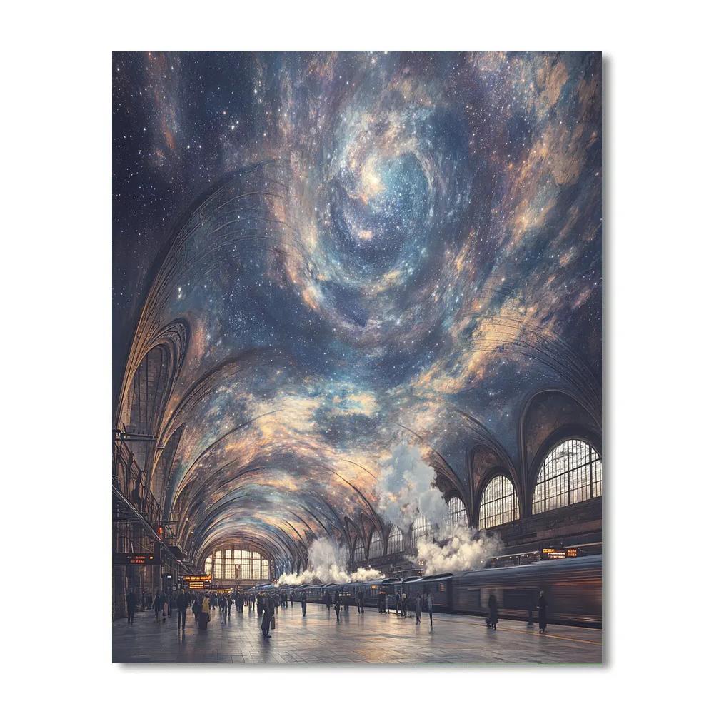 Edgar Degas Inspired Train Station Nebula Steam painting number kit