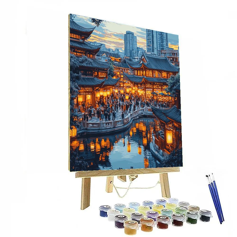 Shanghai Yu Garden Lantern Evening Shanghai China paint by number
