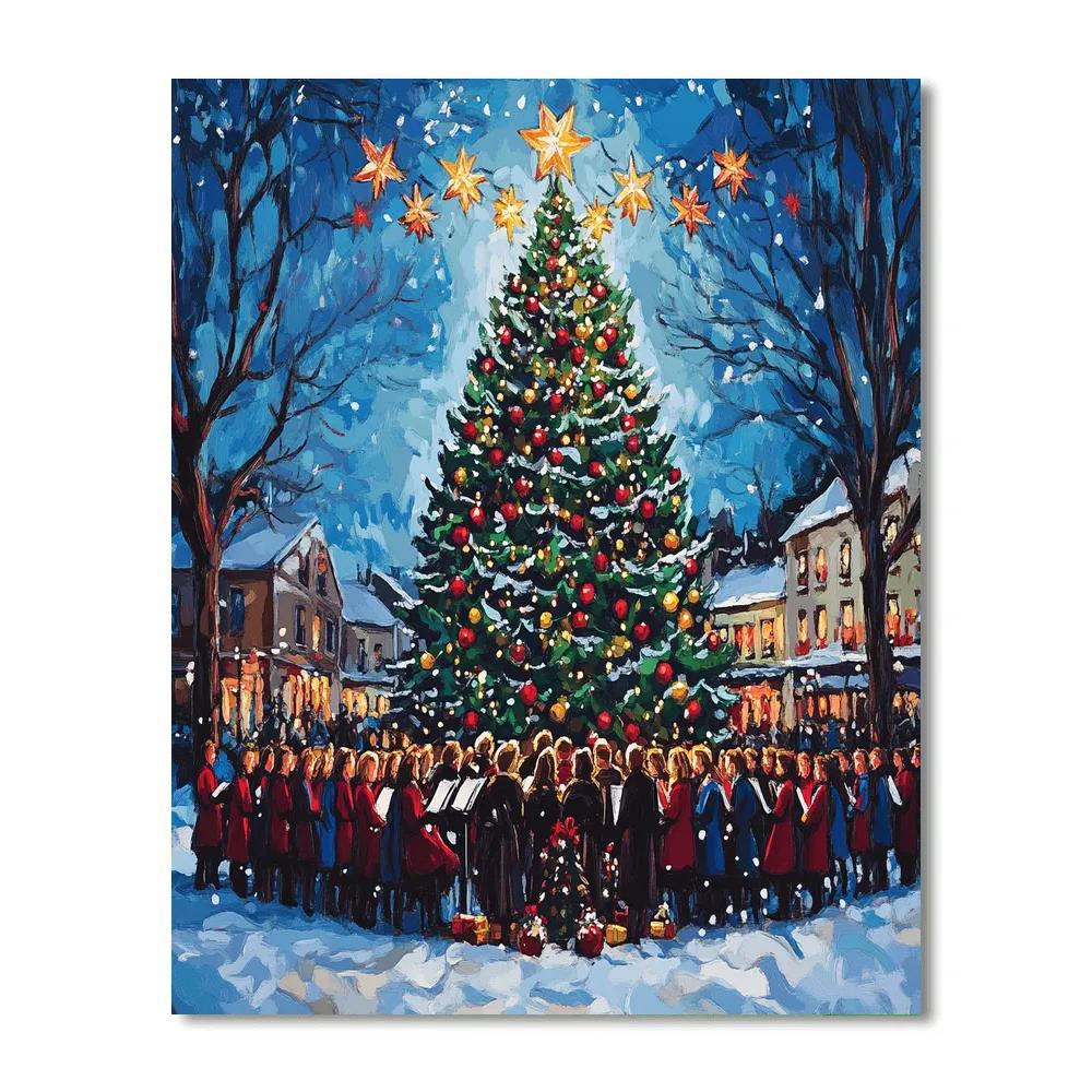 Choir By The Town Tree painting number kit