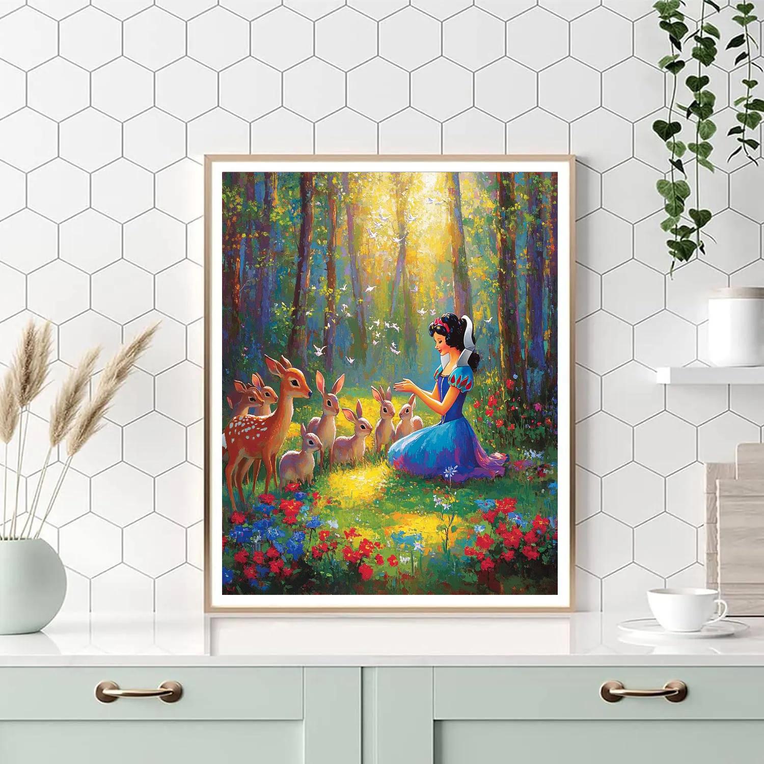 Snow White Forest Friends Gathering - Disney Inspired Paint by numbers art