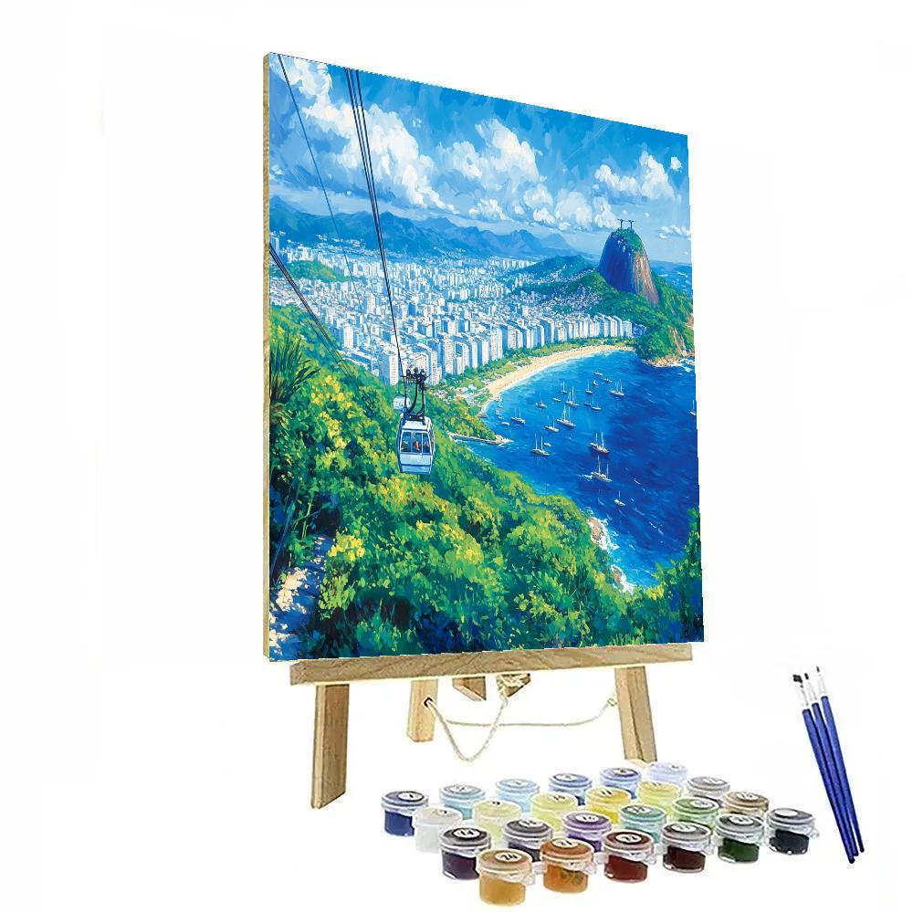 Rio Sugarloaf Mountain Cable View Rio De Janeiro Brazil paint by color