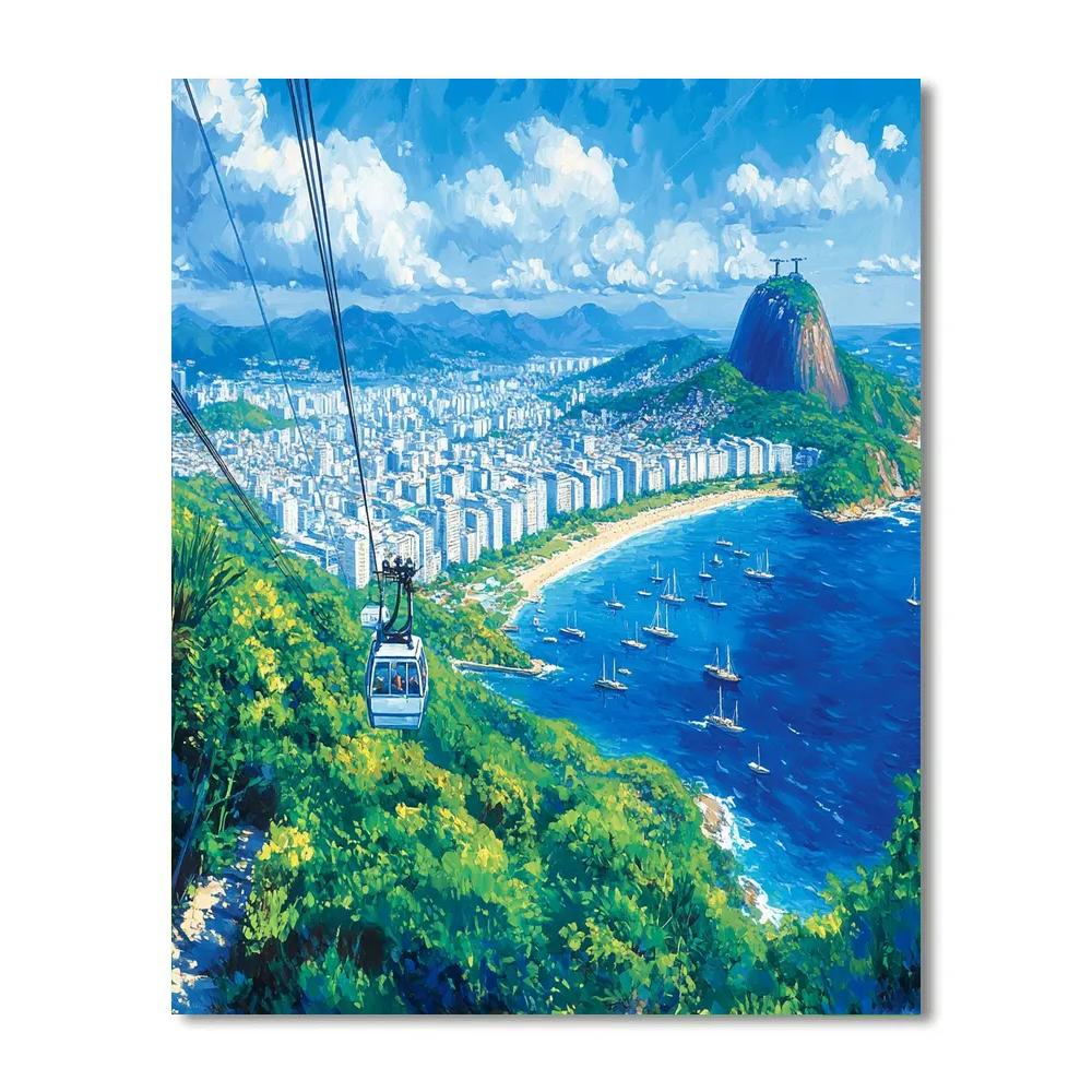 Rio Sugarloaf Mountain Cable View Rio De Janeiro Brazil paint by color
