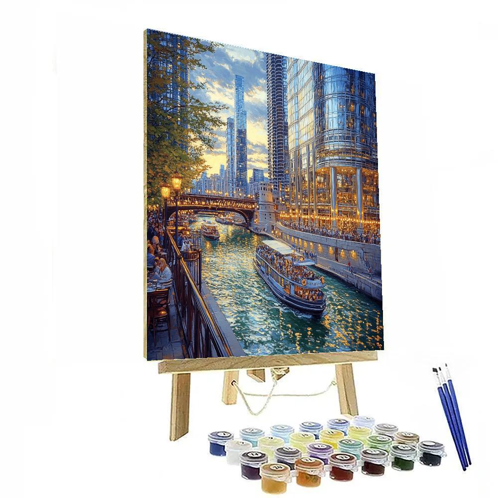 Chicago Riverwalk Architecture Chicago United States DIY paint by numbers