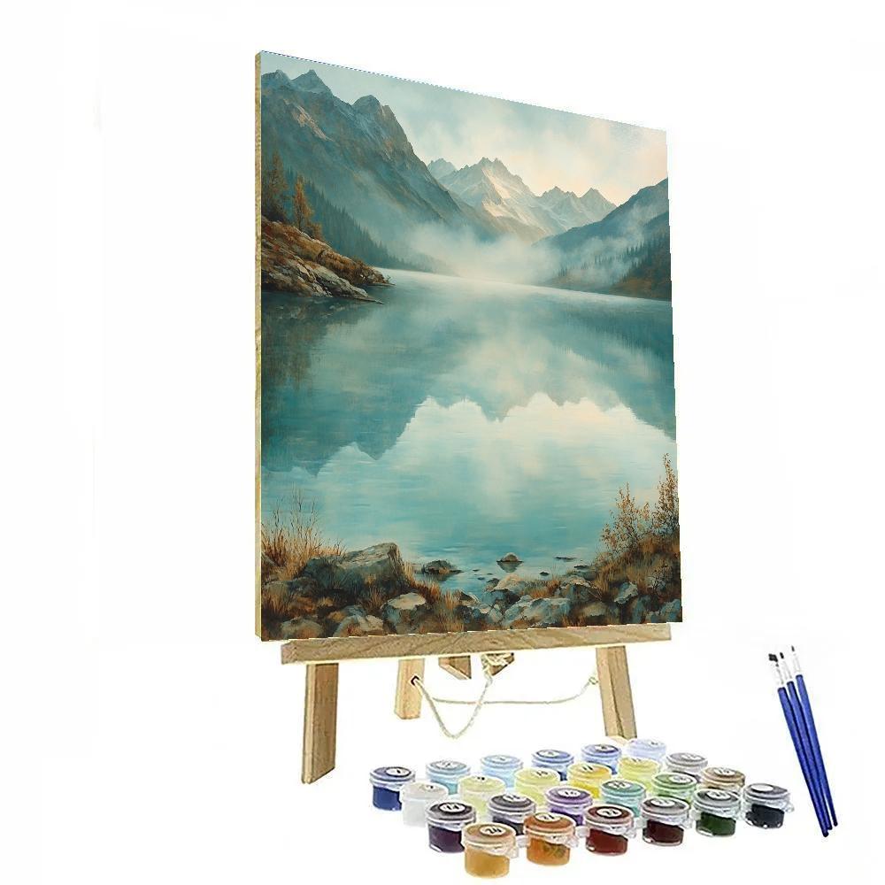 Claude Monet Inspired Mist Over Alpine Lake paint by numbers