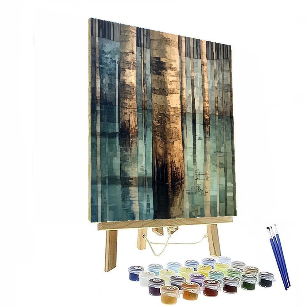 Leonardo Da Vinci Inspired Submerged Forest Reflections painting number kit