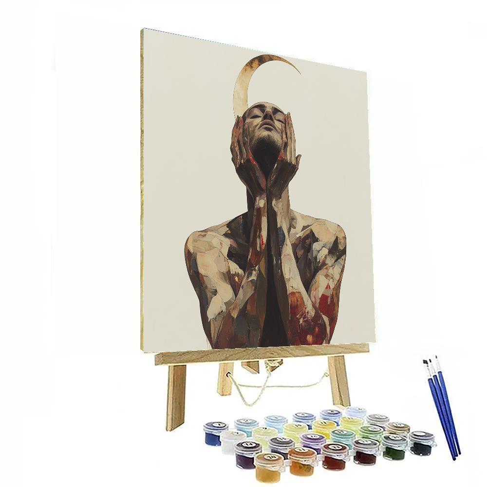 Egon Schiele Inspired Crescent Moon Self Portrait Paint by numbers art