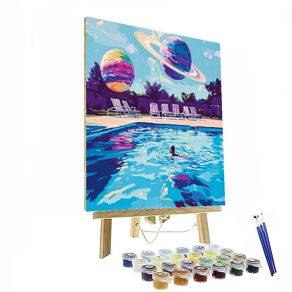 David Hockney Inspired Pool Under Alien Sky Paint by numbers art