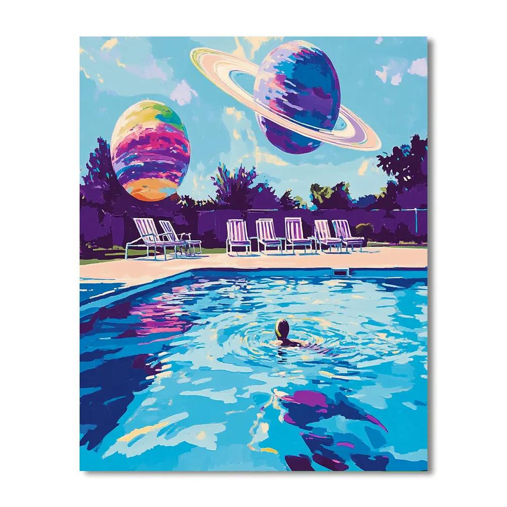 David Hockney Inspired Pool Under Alien Sky Paint by numbers art