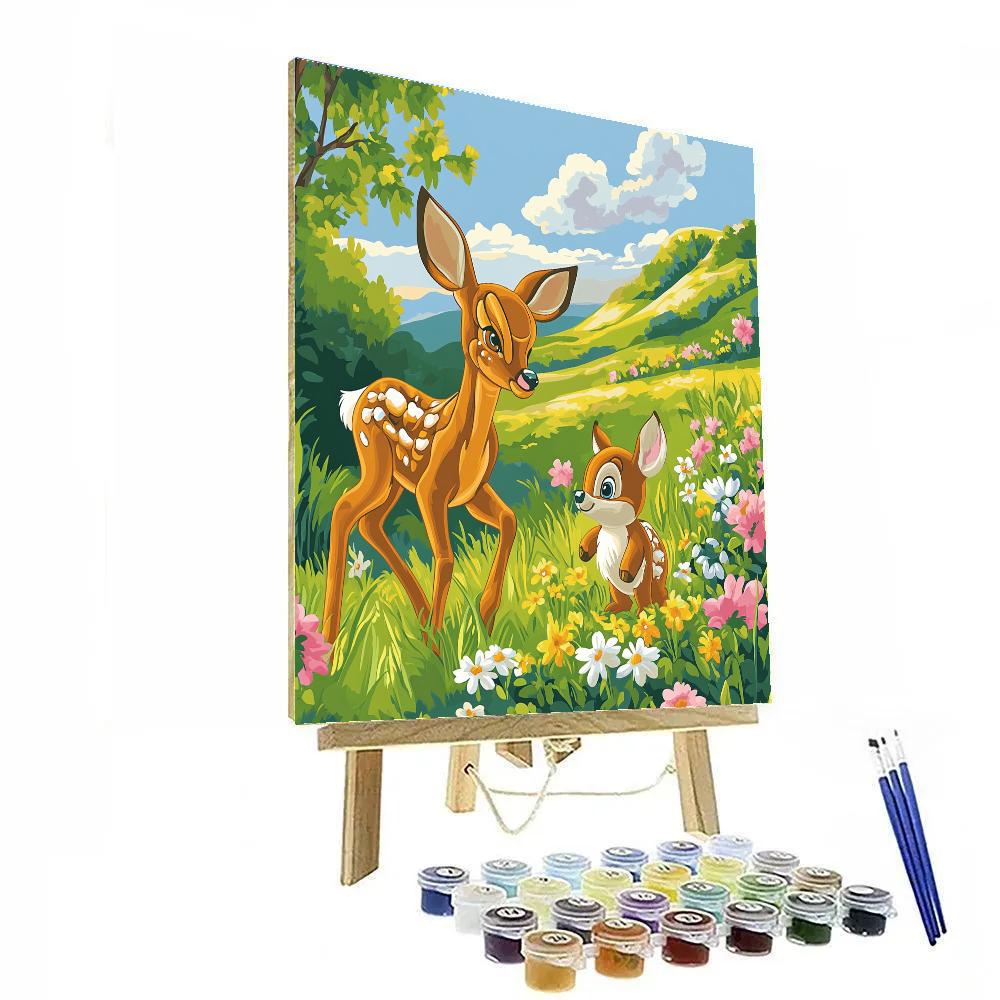 Bambi And Thumper Spring Meadow Play - Disney Inspired DIY paint by numbers
