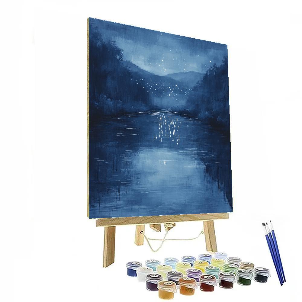 Leonardo Da Vinci Inspired Star Reflections On River painting number kit