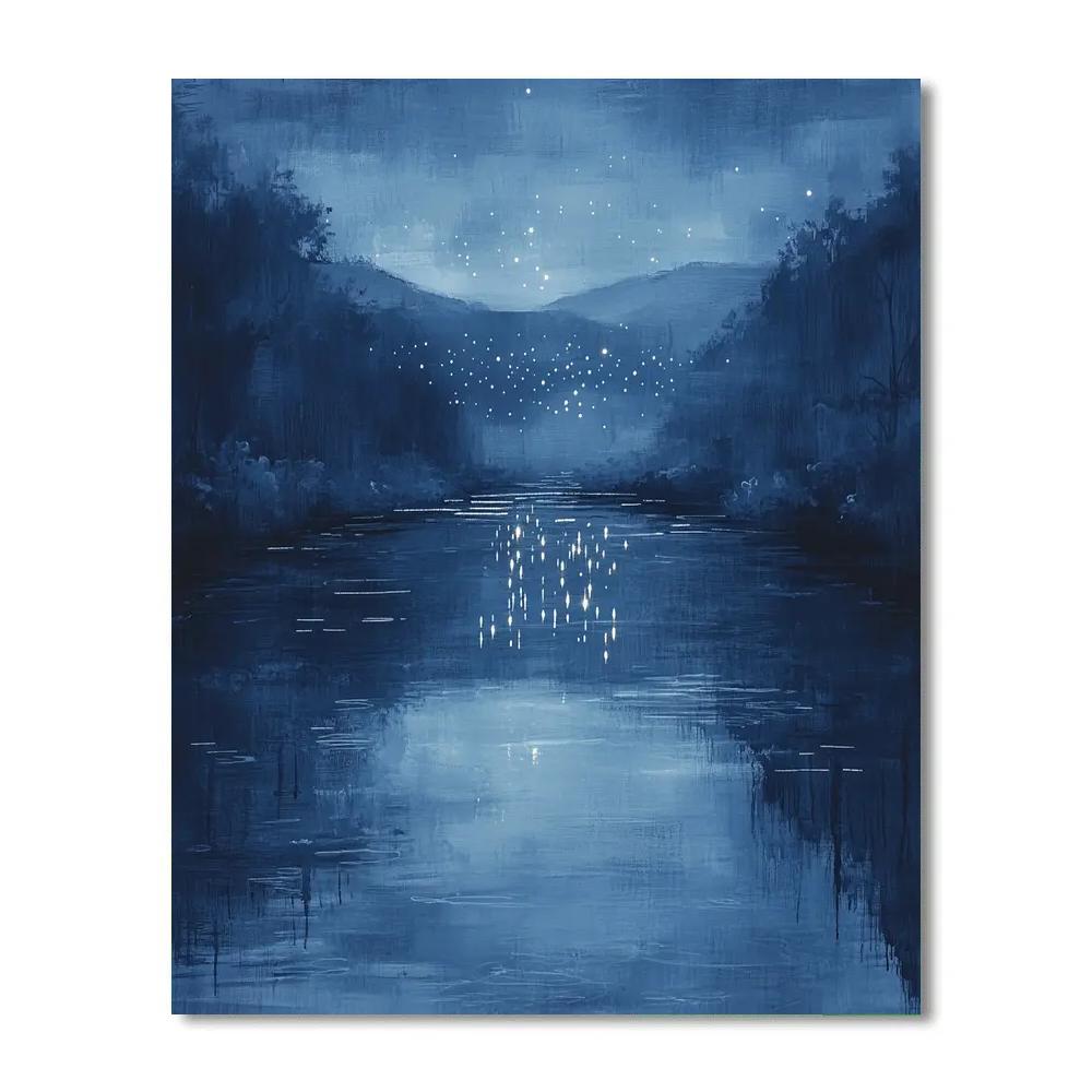 Leonardo Da Vinci Inspired Star Reflections On River painting number kit