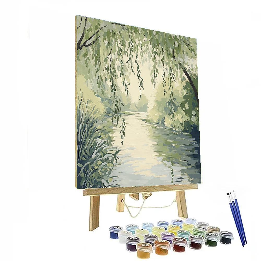 Claude Monet Inspired River Bend With Willow Shadows paint by numbers