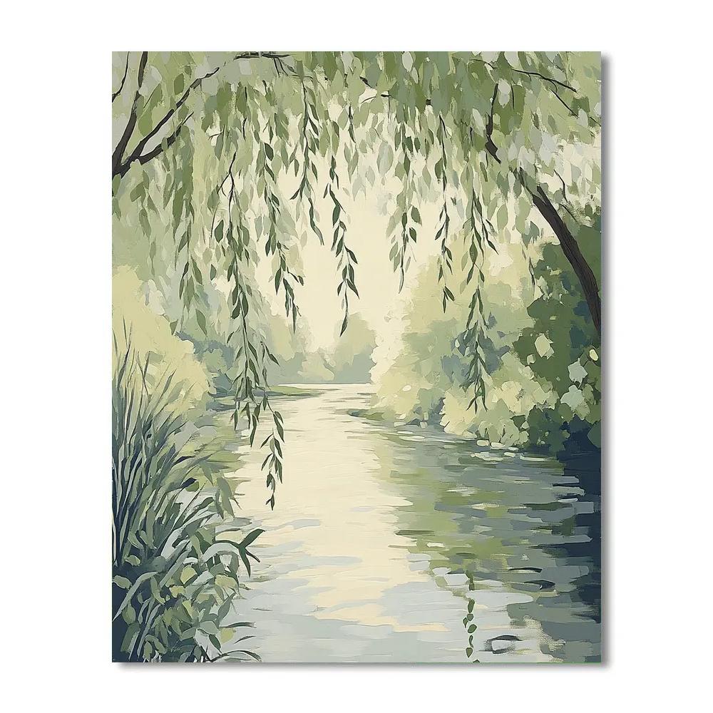 Claude Monet Inspired River Bend With Willow Shadows paint by numbers