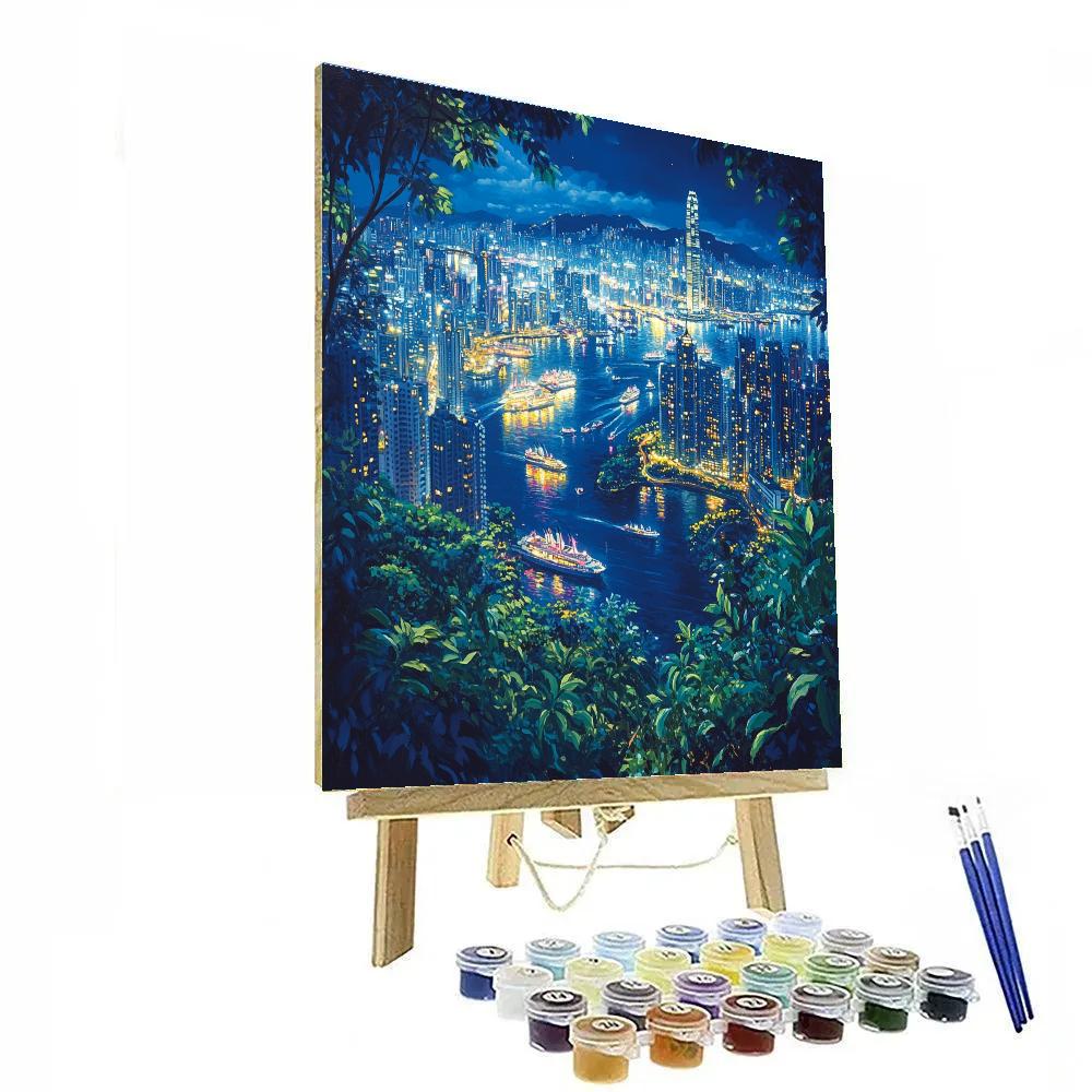 Hong Kong Victoria Peak Night Skyline Hong Kong China Number painting