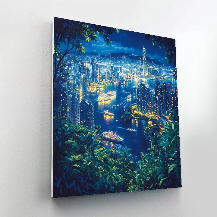 Hong Kong Victoria Peak Night Skyline Hong Kong China Number painting