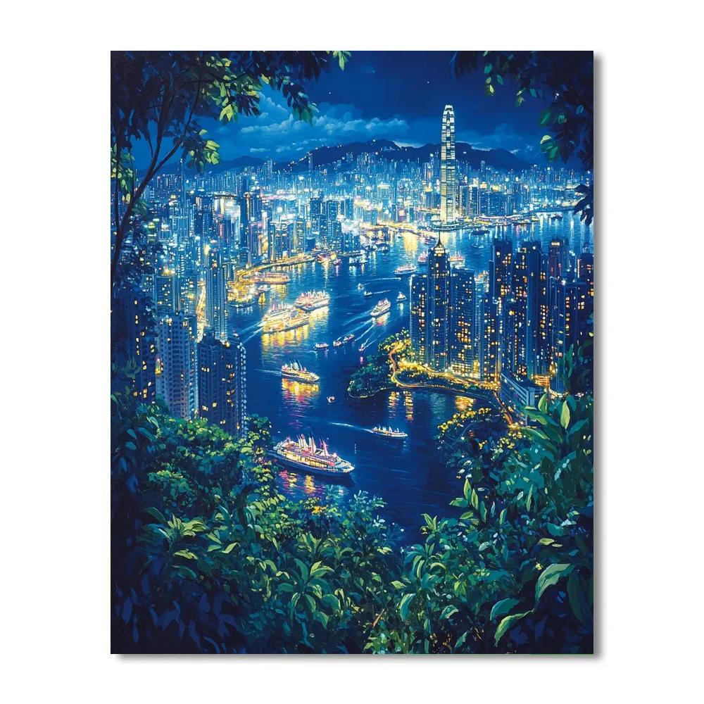 Hong Kong Victoria Peak Night Skyline Hong Kong China Number painting